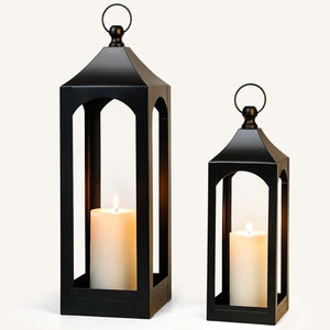 Simple Stylish <b>Black</b> <b>Candle</b> Holder <b>Lantern</b> Wholesale Home Living Room Decor Metal <b>Lantern</b> for Indoor Outdoor Decor <b>Candle</b> Holder - Product Image 1