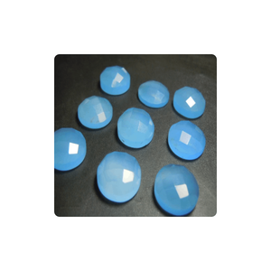 Calcedoine bleue de qualité supérieure, cabochon taille rose 16x16mm, pierre bleue naturelle pour fabricant de bijoux de pierres précieuses - Product Image 2