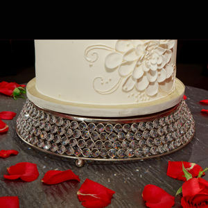 Nouveau gros classique élégant métal cristal perlé gâteau support fait à la main luxueux dessus de table pour les mariages - Product Image 3