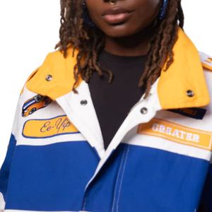 Giacca SGRHO stile auto da corsa In poliestere blu e oro capispalla leggero per eventi di confraternite e uso Casual - Product Image 6