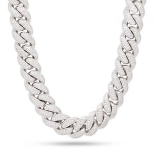 Conjunto de Cadena y Pulsera Cubana Plateada con Incrustaciones de Diamantes, Estilo Hip Hop de Alto Brillo - Product Image 3