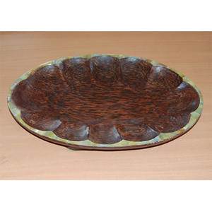 Artisanat en bois d'arbre avec incrustation de coquillages, bijoux en coquillages, artisanat en coquillages de coco, motif artistique, sculpture ovale, taille 20cmx30cm, artisanat en coquillages, coco - Product Image 1