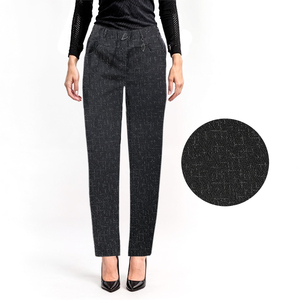 Pantaloni a tubino neri a vita alta con ricamo, antipiega, traspiranti, quattro modelli per l'ufficio, colorati per l'autunno - Product Image 3