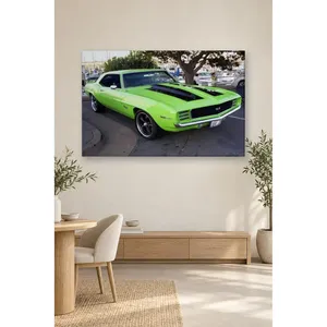 Fida Pistachio Green Camaro SS at the Marina Impression sur toile - Product Image 4
