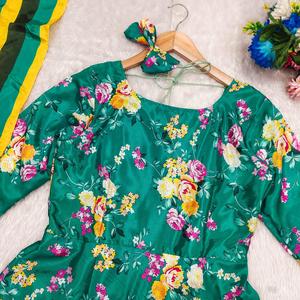 Ropa de fiesta india de lujo de diseñador, traje Anarkali floral verde elegante, Ropa Étnica de estilo Bollywood Dupatta para mujer para invierno - Product Image 3