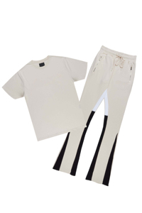 Pantalon de survêtement personnalisé en coton épais pour hommes pantalon de survêtement évasé pour homme pantalon de survêtement à devant plat avec cordon de serrage pantalon de survêtement à pile décontractée - Product Image 2