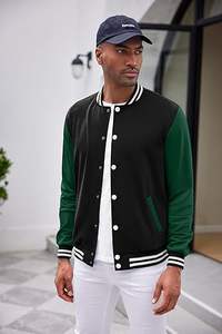 Veste universitaire à la mode pour hommes, blousons bomber de baseball Letterman en coton coupe décontractée et ajustée - Product Image 4