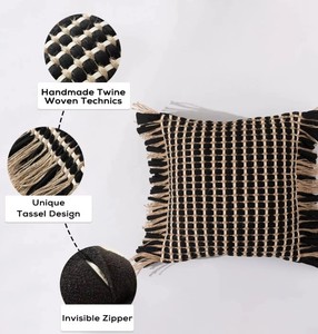 Funda de Cojín de Yute a Rayas de Diseño Original Vintage Hecha a Mano Tejido Ecológico de Lujo Sala de Estar Dormitorio - Product Image 5