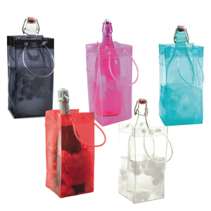 Modern Plastic Wine Bottle <b>Cooler</b> Bag Reusable <b>Drink</b> Holder for Wine Storage in Red Pink Blue Black Clear Colors - Product Image 5