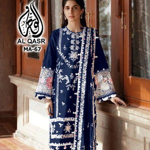 Georgette Salwar-Traje con bordado pesado Trabajo manual Frente y mangas Cutwork-Último diseño indio y pakistaní - Product Image 1