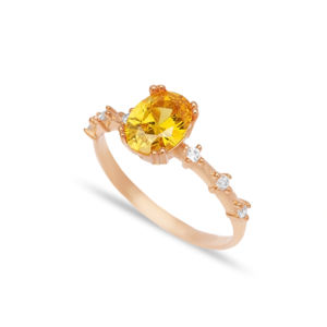 Anillo de piedra de citrino de circón con forma ovalada, hecho a mano, turco, joyería de plata de ley 925 para mujer - Product Image 6