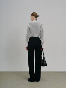 Queen High Fashion Mujer Elegante Minimalista Pantalones de pierna recta Paños de seda transpirables Logo Flat High ODM Service para el verano - Product Image 6