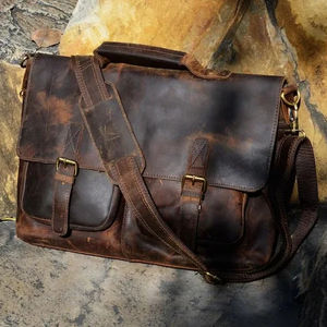 Handmade Unisex Buffalo Leather <b>Messenger</b> Cross-Body Sport <b>Bag</b> Custom Logo <b>for</b> Travel and <b>Laptop</b> Carrying - Product Image 1
