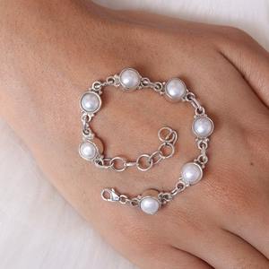 Bracelet tennis rotatif en argent sterling 925 plaqué rhodium, fait main, avec pierres précieuses et perles, bijoux de créateur de haute qualité, cadeau - Product Image 2