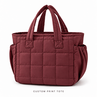 Sac fourre-tout personnalisé imprimé, sac à main matelassé doux avec poches latérales, réutilisable pour les courses quotidiennes et les voyages