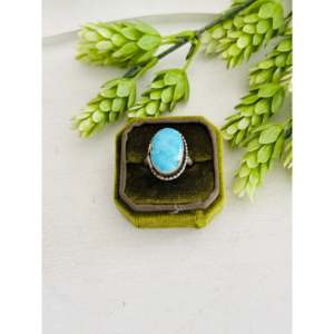 Anillo Ajustable Eli Skeets de Plata de Ley Chapada en Oro Rosa con Turquesa Blue Ridge y Engaste Invisible, Ideal para Regalo - Product Image 1