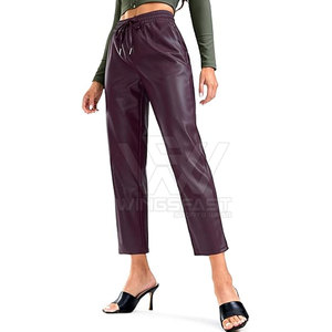 2025 pantalones de cuero de moda de alta calidad para mujer Color sólido Durable cintura media estilo frontal plano colección de invierno en oferta - Product Image 1