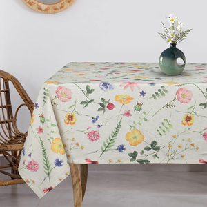 Venta al por mayor India 100% algodón Textiles para el hogar 150X220 CMS Mantel Blanco con estampados multicolor 180gsm Técnica tejida - Product Image 1