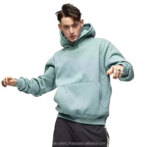 High Street Unisex Casual Solid logotipo personalizado 365gsm Tallas grandes sudaderas con capucha 100% algodón apilado para hombres suéteres vintage zip up HOODY - Product Image 4