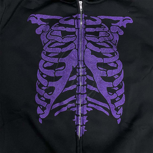 Sudadera con capucha de Halloween para hombres y mujeres de manga larga transpirable con cremallera térmica brillo gótico Y2K chaqueta esqueleto Streetwear - Product Image 6