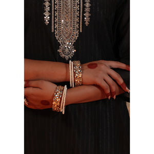 <b>Gold</b> Plated Kundan Seed <b>Pearl</b> Bangles Combo Elegant <b>Pearl</b> <b>Bracelets</b> & Bangles - Product Image 1