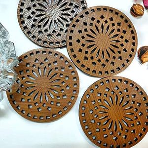 New Design Modern Laser Cutting Wood Tea Coffee Wine Glass Mats Pads High Quality Homeware Tableware Dinnerware Drink <b>Coaster</b> - Product Image 1