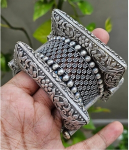 Oxidised Screw openable <b>Bangles</b> <b>Set</b> of 3 pieces Oxidised Kada with Square <b>Bangles</b> <b>Set</b> Meticulously Crafted Versatile accessory - Product Image 2