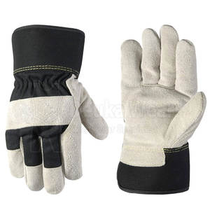 Guantes de trabajo de diseño personalizado OEM/ODM, guantes de soldadura antideslizantes resistentes al desgaste, de cuero personalizado, para seguridad. - Product Image 1