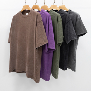 T-shirt délavé à l'acide Streetwear Hip Hop Stone 100% coton t-shirts avec logo personnaliser t-shirt vintage surdimensionné - Product Image 1