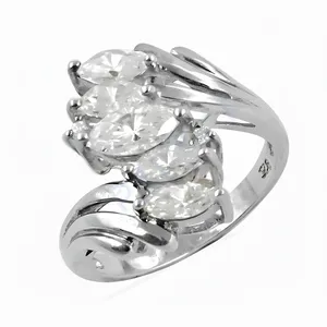 Bague en argent 925 avec pierre précieuse taille marquise pour femme, plaquée or 18 carats, bijou élégant en forme de cœur, cadeau idéal - Product Image 3