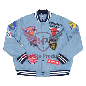 Veste bomber de baseball à rayures multiples avec logo personnalisé, veste de qualité supérieure, logo personnalisé, unisexe, manches de qualité supérieure, coupe-vent d'hiver - Product Image 1