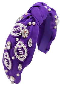 Bandeau pour le jour du match - Bandeau pour femmes en perles violettes et dorées, cadeau pour femmes, bijoux en strass pour le football, bandeau pour le jour du match - Product Image 4