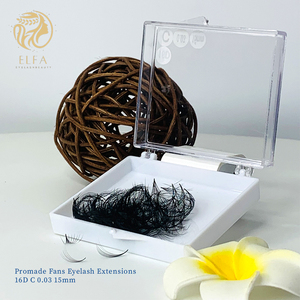 Promade Factory Direct Alta calidad 16D C0.03 15mm Mega volumen Ventiladores prefabricados Pestañas 0,15mm Espesor CC Curl Venta al por mayor Vietnam - Product Image 2