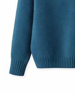Suéter de Punto Personalizado para Mujer, Cuello Polo, Color Azul Verde Azulado, Manga Larga, Suave, Informal, para Uso Diario, Moda al por Mayor - Product Image 6