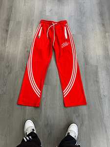 100% algodón cordón costura Jogger pantalones francés Terry apilado Flare pantalones de chándal hombres recto pierna ancha pantalones de chándal holgados - Product Image 4