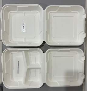 Boîte à lunch jetable de qualité supérieure en bagasse de canne à sucre biodégradable pour restaurant, 13 x 6, type clamshell, pour plats à emporter, gratuite - Product Image 4