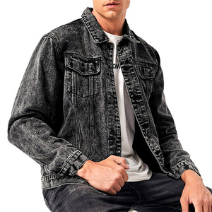 Popular Design <b>Custom</b> Color Your Own Style Printed Comfortable Size Hooded Windproof Stand Front Vintage <b>Denim</b> <b>Jacket</b> for Men - Product Image 6