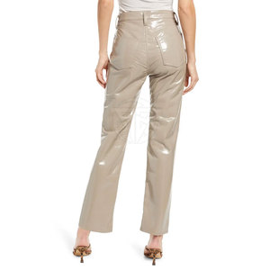 Pantalones de Cuero Casuales de Invierno para Mujer, de Alta Calidad, con Frente Plano, Color Sólido, Ecológicos, Transpirables, Superventas, Ropa Urbana - Product Image 3