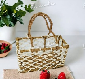 Rectangle Shape Stylish Eco-friendly Natural Jute Fibers Storage Crafted <b>Basket</b> for Storing Toys Laundry or Household Items - Product Image 3