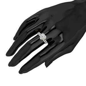 แหวนแต่งงานเพชรทรงหัวใจ 9K ทองคำแท้ สีเหลือง/ขาว เพชรเลี้ยงในห้องปฏิบัติการ น้ำหนัก 1.35 กะรัต ความใส VS สี EF ใบรับรอง IGI 47 เม็ด - Product Image 5