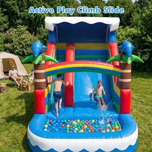 Toboggan aquatique gonflable tropical de 21 pieds avec piscine, motif dauphin arc-en-ciel, pour enfants, usage commercial, en PVC, pour jardin - Product Image 6