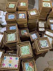 ชุดถาดหวายฝังมุก 2 ใบ ลายดอกไม้ พร้อมถาดเปลือกหอยทรงกลมเรืองแสงธรรมชาติ สำหรับร้านอาหารหรู - Product Image 5