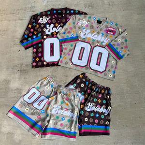 <b>Mesh</b> tShirt And <b>Short</b> Two Piece Set High Quality Custom LOGO Design StreetWear Jogging Wear Sweatsuits & Tracksuit Set - Product Image 1