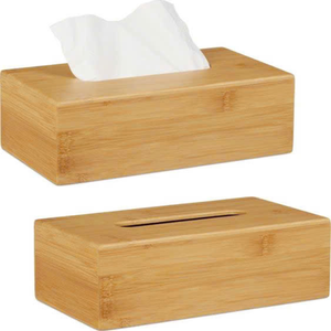 Boîte à mouchoirs décorative en bambou pour comptoir de salle de bain ou table de bureau avec un attrait moderne et écologique - Product Image 2