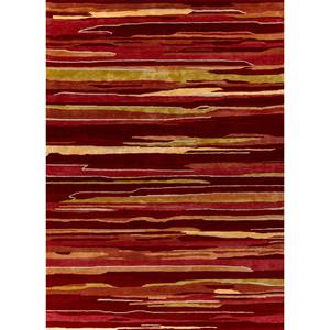 Alfombra Acar Tra-14752 de Lana y Viscosa Hecha a Mano con Diseño Abstracto Rojo y Naranja para Decoración de Sala de Estar y Pasillos - Product Image 1