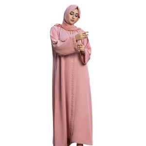 Abaya musulmán elegante tradicional de alta calidad, vestido modesto de tela de seda hasta el suelo de talla grande para mujer - Product Image 1