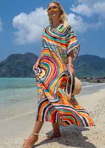 Robe caftan décontractée pour femmes Robe de plage à imprimé léopard solide avec décorations Taille 6XL pour les vacances à manches en gros - Product Image 2