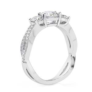 Bague de fiançailles RITZIN à trois pierres en diamant de laboratoire, or rose, coupe ronde, bague de mariage torsadée pour femmes - Product Image 4