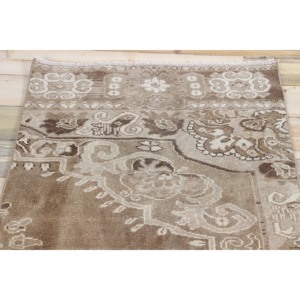 Tapis turc 2,6 x 10 pieds, tapis de couloir vintage, tapis marron à motifs floraux - Product Image 4