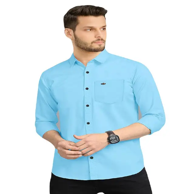 Indian Style Männer Casual Shirts Baumwoll stoff voller Ärmel mit Kragen andere Farbe erhältlich